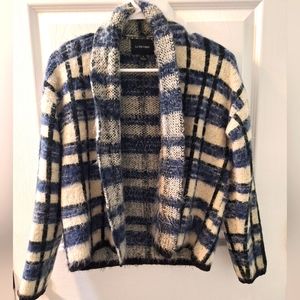 Blue plad cardigan, worn once, small